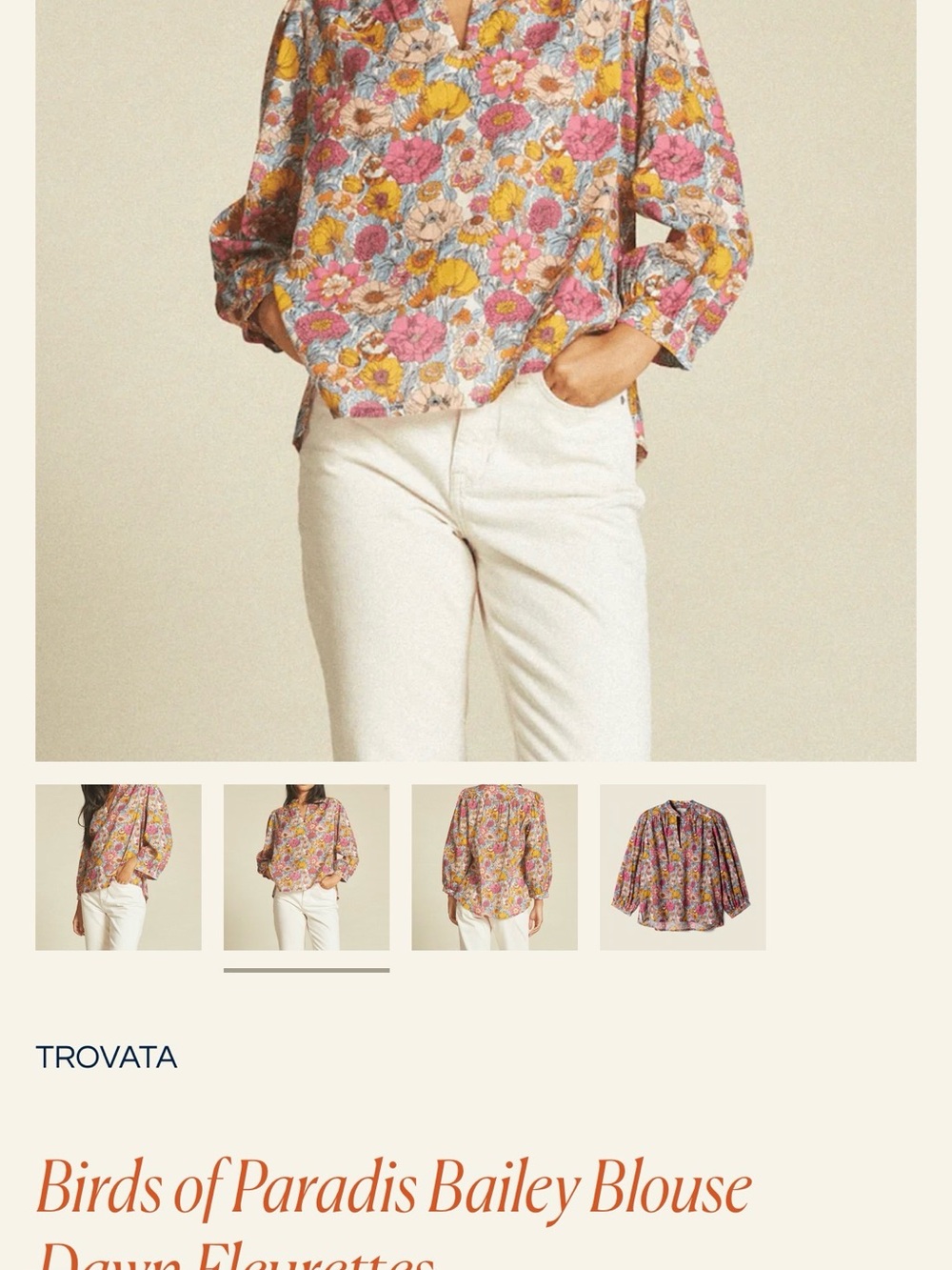 Trovata Birds of Paradise Bailey Blouse Dawn Fleurettes XS